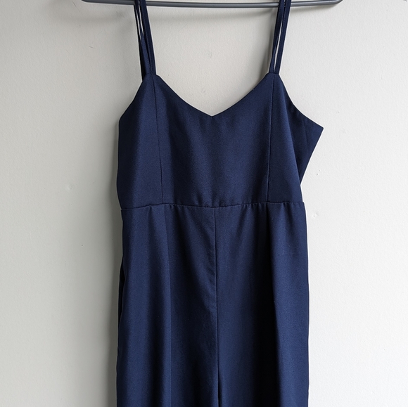 Yaya & Co. Navy Blue wide leg sleeveless jumpsuit - Picture 2 of 6